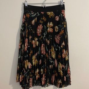 Pleated Floral Skirt